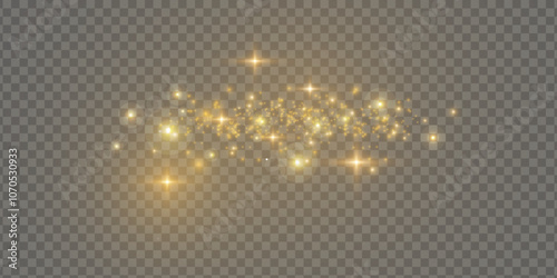 Beautiful sparks shine with special light. The dust sparks and golden stars shine with special light. Christmas Abstract stylish light effect.