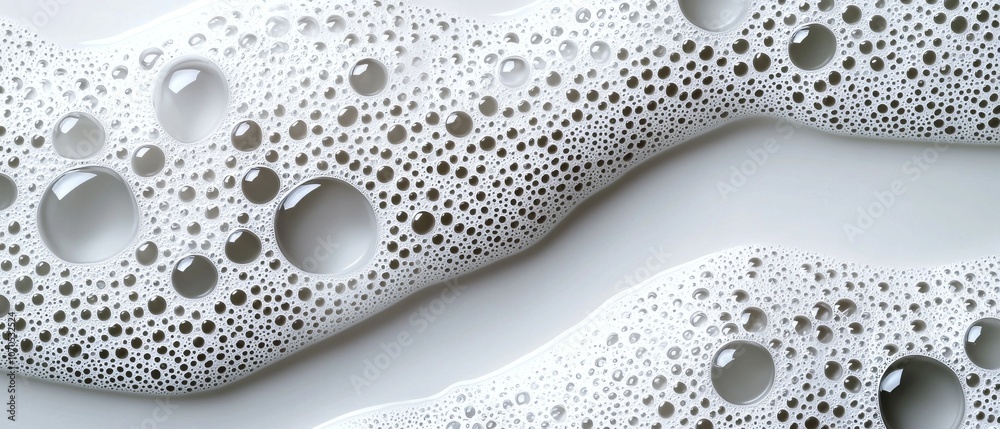 Bubbles forming in soap foam on a smooth surface during a cleaning process Bubbles forming in soap foam on a smooth surface during a cleaning process