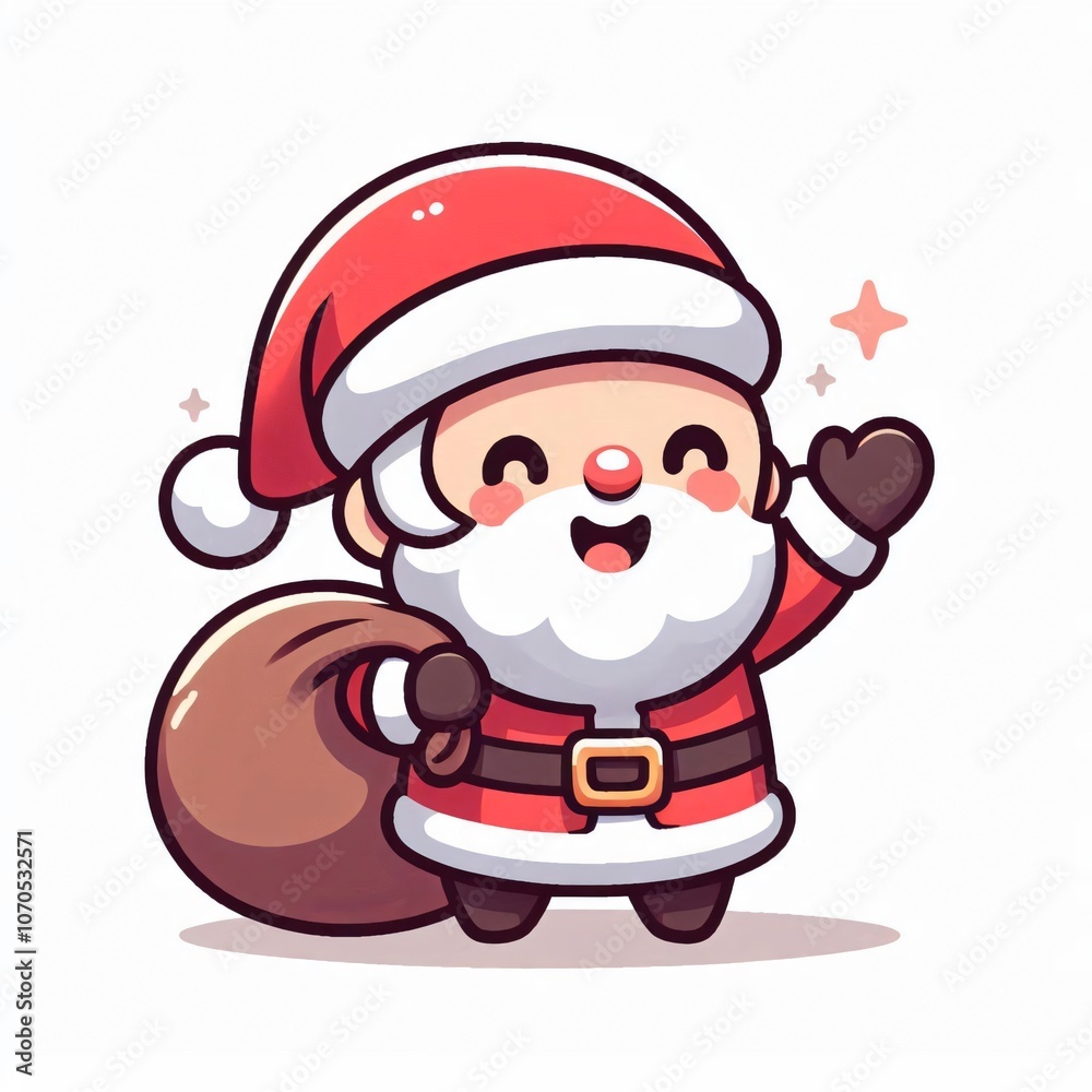 Cute Cartoon Santa Claus with Bag of Gifts Cute Cartoon Santa Claus with Bag of Gifts