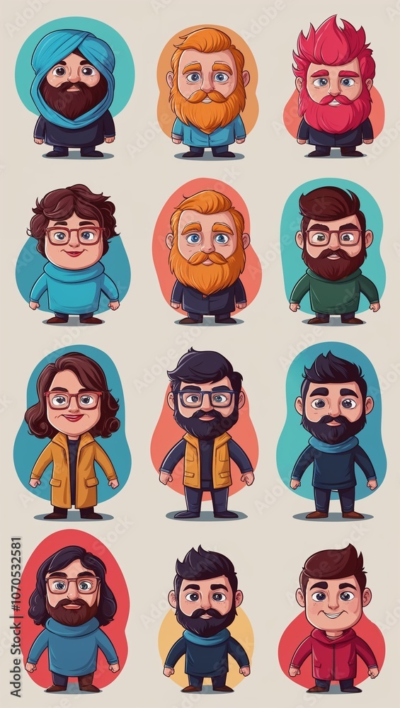 Quirky character design and development in illustration background Quirky character design and development in illustration background