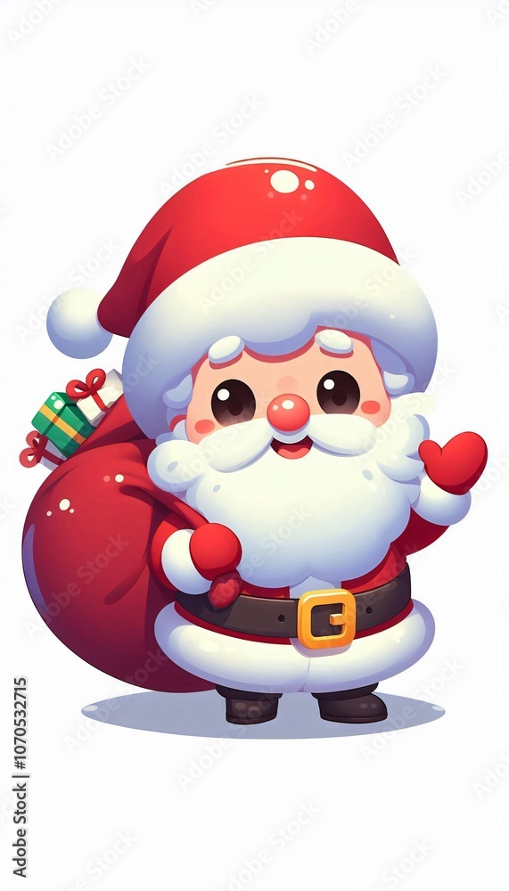 Cute Cartoon Santa Claus Holding a Bag of Gifts Cute Cartoon Santa Claus Holding a Bag of Gifts