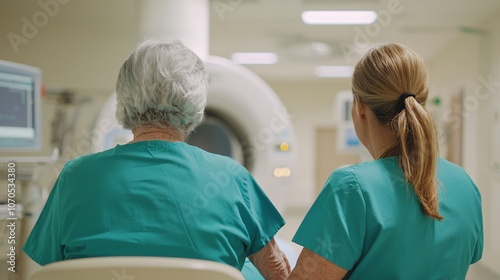 Wallpaper Mural Elderly Woman Undergoing Bone Density Scan - Emphasizing Patient Care and Early Diagnosis for Awareness in a Comforting Medical Environment Torontodigital.ca