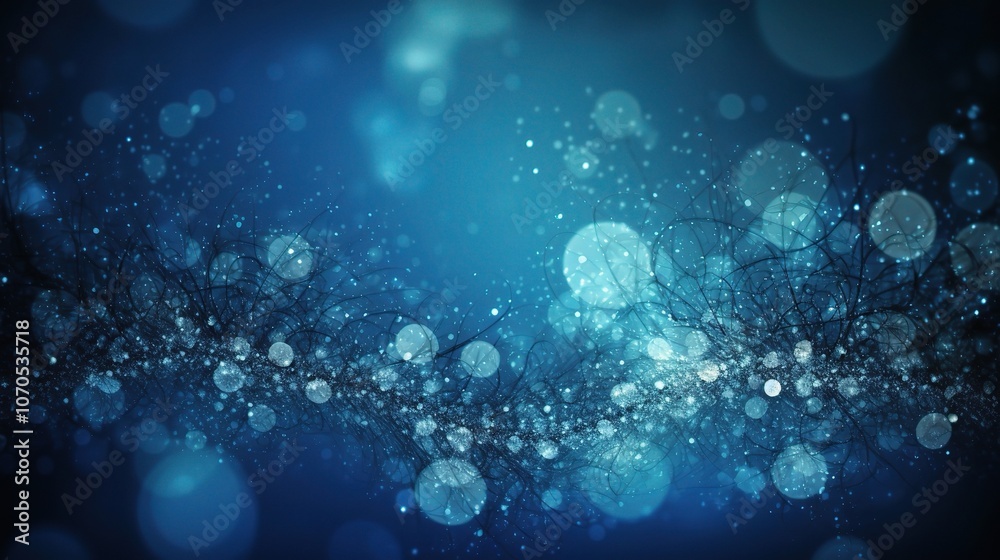 Abstract Blue Bokeh Background with Light Effects