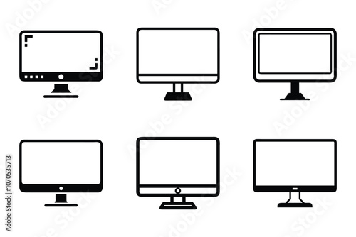 Monitor icon bundle set in vector art