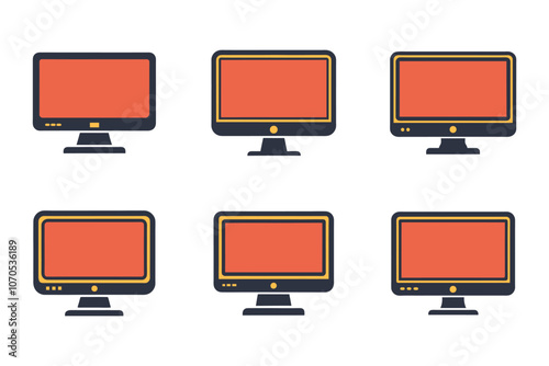 Monitor icon bundle set in vector art