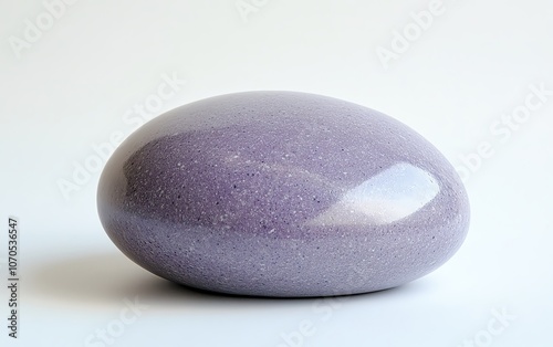 Smooth, polished purple stone with a glossy surface, isolated on a white background, showcasing natural beauty and elegance.