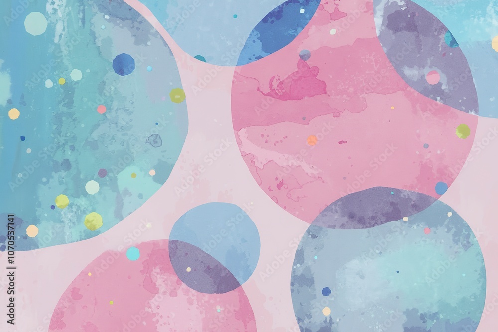 Colorful abstract background with large pink and blue overlapping circles