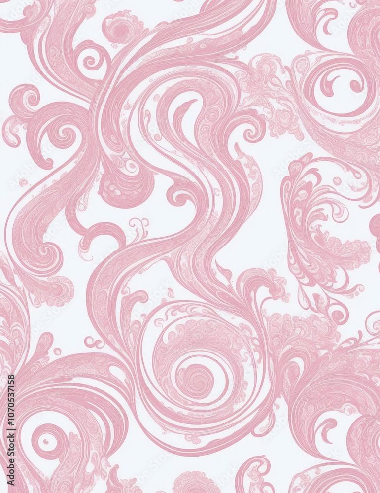seamless floral pattern - abstract pattern pink swirl background - Generative AI