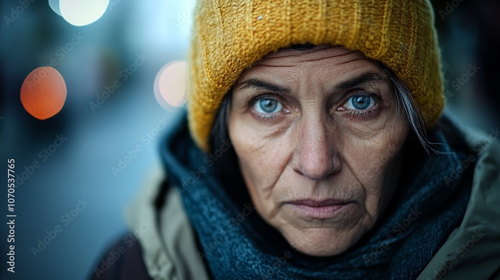 Highlighting the struggles of a homeless woman in the city. Poverty and social issues Highlighting the struggles of a homeless woman in the city. Poverty and social issues