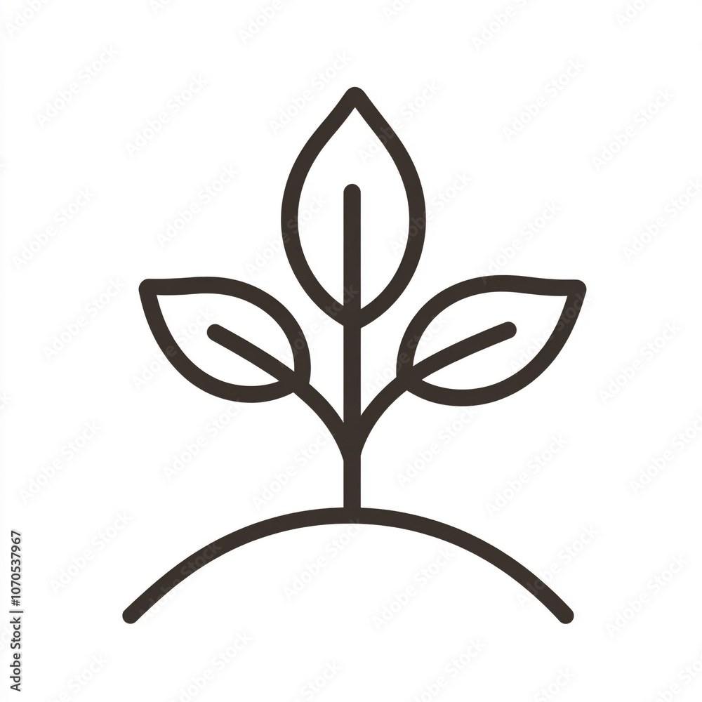 An icon of a growing plant, in a simple line art style, with a minimalist design and a black outline. An icon of a growing plant, in a simple line art style, with a minimalist design and a black outline.