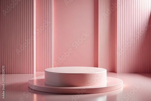 Minimalist Pink Podium Drone Shot Product Display