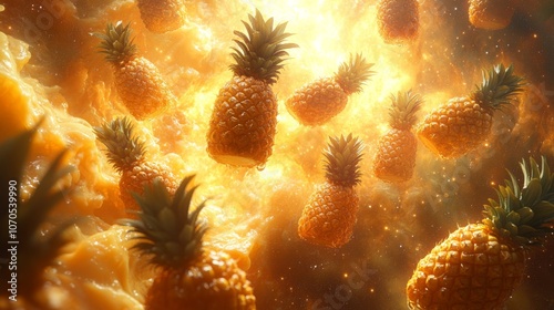 Pineapples floating in oak milk nebula photo