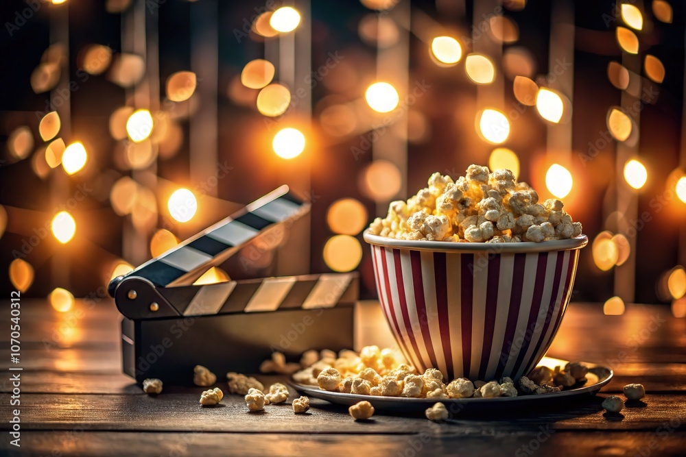 Movie Night Popcorn & Clapperboard - Cinema AI Art