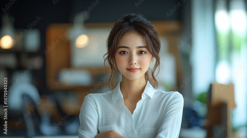 Portrait of a Young Asian Woman in a White Shirt
