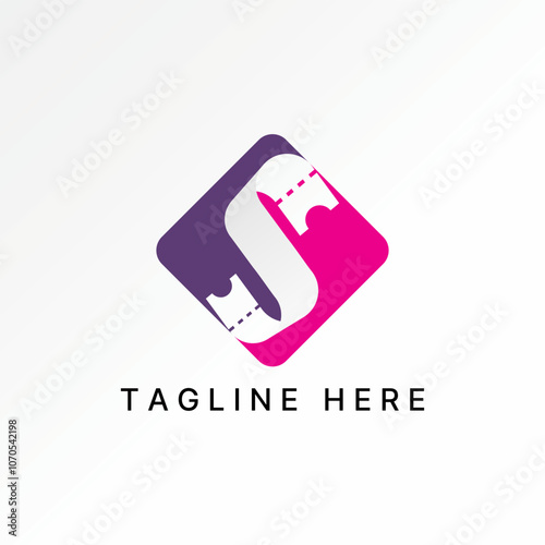 Logo design graphic concept creative premium vector stock image graphic initial S font ticket paper tape cinema perform agent to monogram film concert