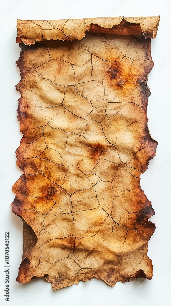 Blank scrap of parchment in white background