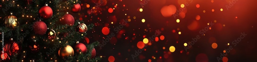 A festive background featuring shimmering lights and ornaments against a dark backdrop, perfect for holiday themes and celebrations. A festive background featuring shimmering lights and ornaments against a dark backdrop, perfect for holiday themes and celebrations.