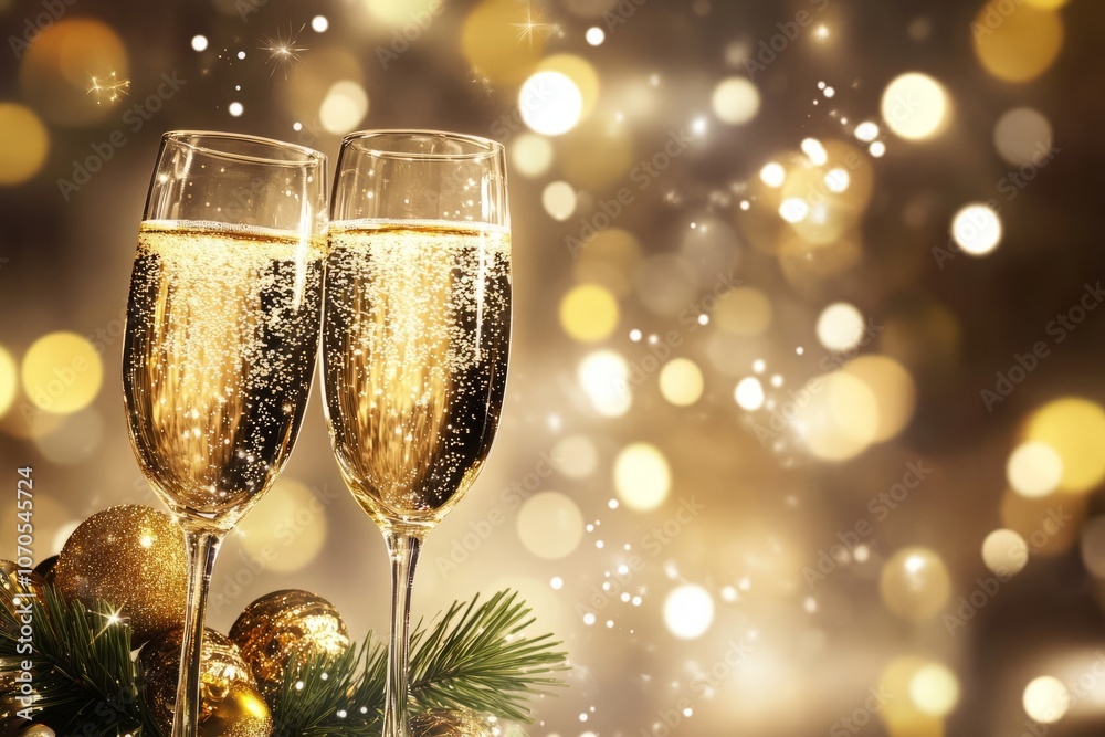 Vector background for new year celebration with glasses of wine ,glitter, Happy New Year Vector background for new year celebration with glasses of wine ,glitter, Happy New Year