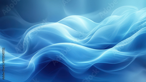 Gentle blue waves undulate, evoking a serene feeling reminiscent of water at sunrise