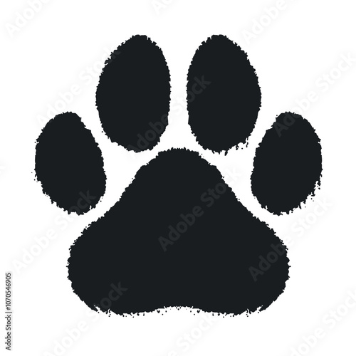 grunge textured animal pet dog cat bear paw icon print -vet vector art illustration brush - footprint silhouette veterinary logo