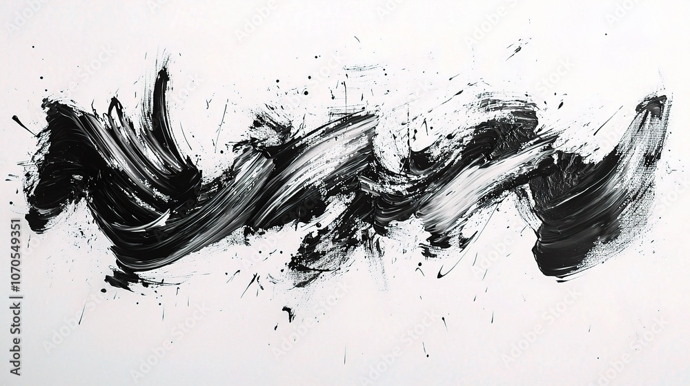 Abstract Black and White Brush Strokes on Canvas Abstract Black and White Brush Strokes on Canvas