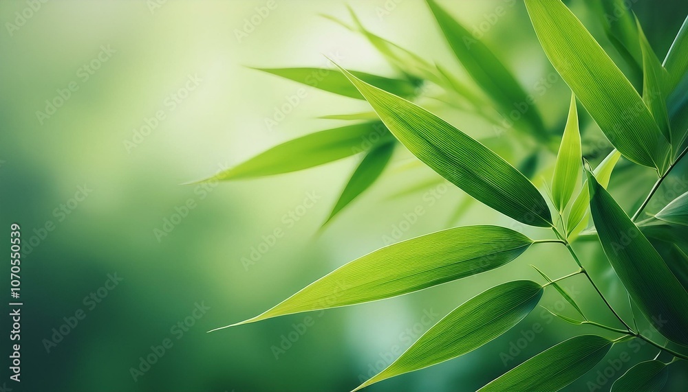 Art of Soft focus on bamboo leaf pattern, gradient greens, elegant simplicity greeting card Art of Soft focus on bamboo leaf pattern, gradient greens, elegant simplicity greeting card