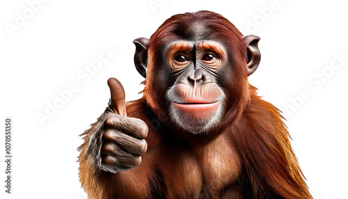 monkey giving a thumbs up isolated on white background, png transparent