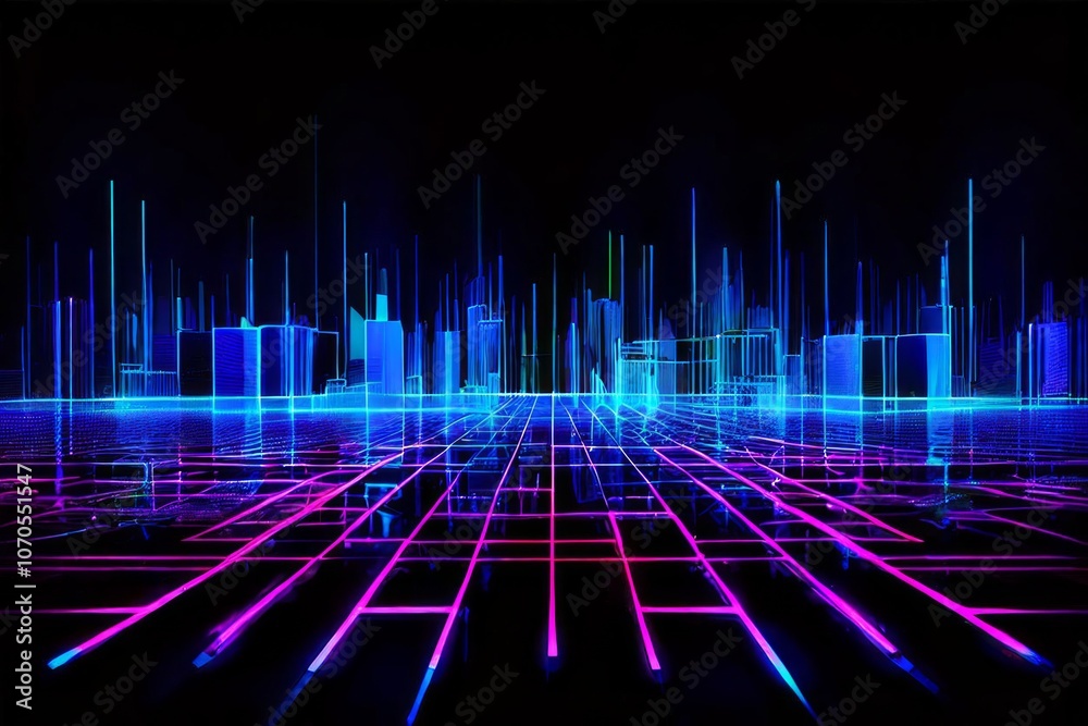 neon gridlock a grid of neon lines and dots creating a futuristi neon gridlock a grid of neon lines and dots creating a futuristi