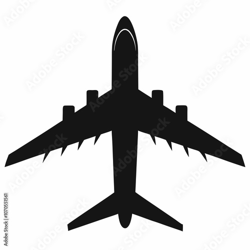 Airplane silhouette on a white background, vector illustration