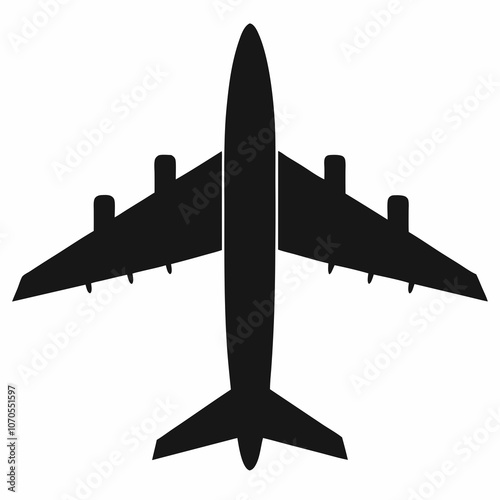 Airplane silhouette on a white background, vector illustration