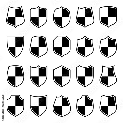 Set of various vintage shield icons. Black heraldic shields. Protection and security symbol, label. Vector illustration. Free Download Set of various vintage shield icons. Black heraldic shields. Protection and security symbol, label. Vector illustration. - GFXLoad