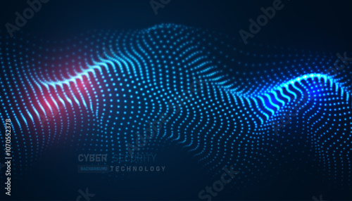 Line wave pattern, big cloud data online innovation digital world technology background, 3D futuristic iot neon vibrant light abstract cyber space.