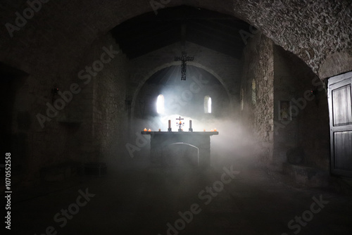 luce, scuro, antica, porta, architettura, costruzione, pietra, finestra, mura, castello, interno, chiesa, medievale photo