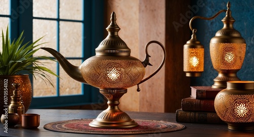 Aladdin s lamp inspired lantern for a magical exotic atmosphere photo