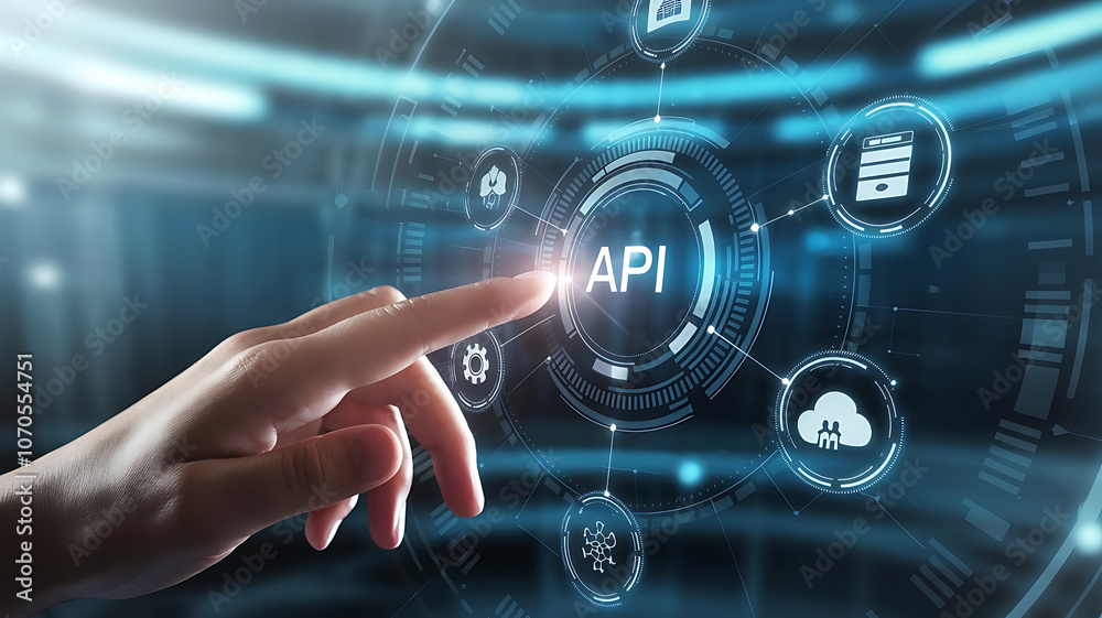 businesman interacting with a virtual interface of api, api soloution, API concept businesman interacting with a virtual interface of api, api soloution, API concept
