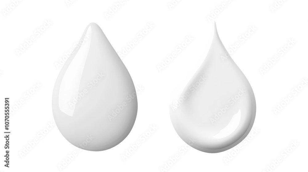 Close-Up of Two White Cream Drops Isolated on transparent background. Close-Up of Two White Cream Drops Isolated on transparent background.