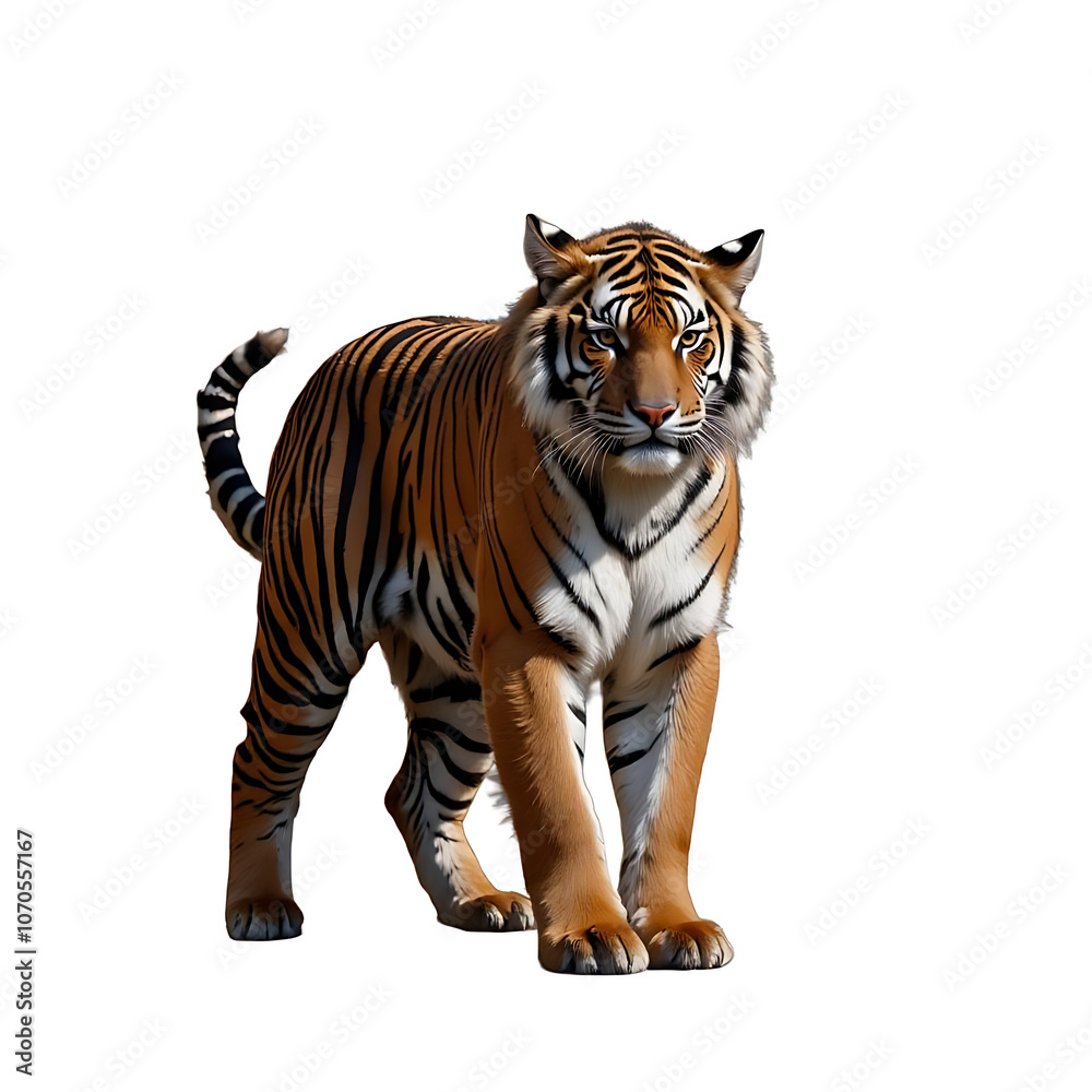 Obraz premium An isolated image of a tiger on a white background. 
