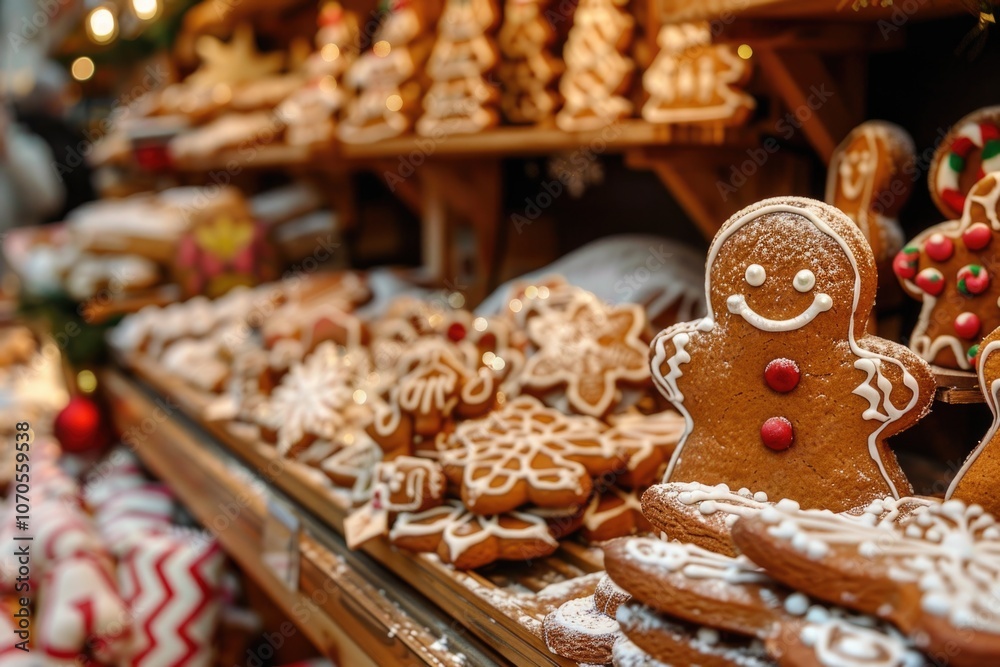 Fototapeta premium Holiday Fair. Christmas Decorations at Berlin Christmas Market Stall