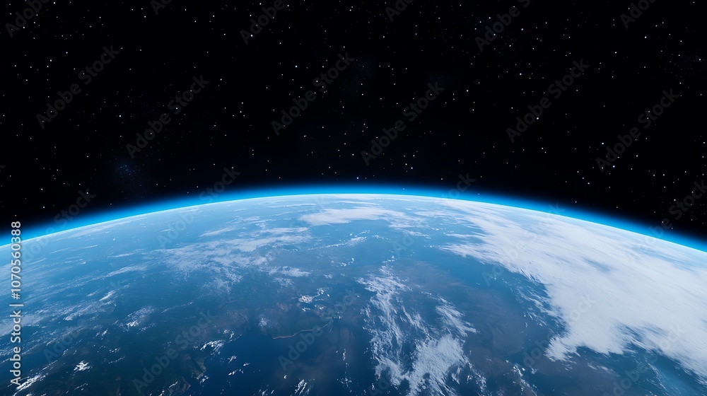 Fototapeta premium Earths Blue Horizon Against Starry Night