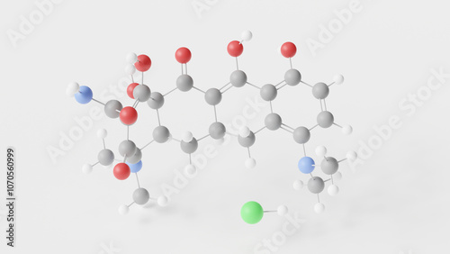 minocycline hydrochloride molecule 3d, molecular structure, ball and stick model, structural chemical formula antibiotic photo