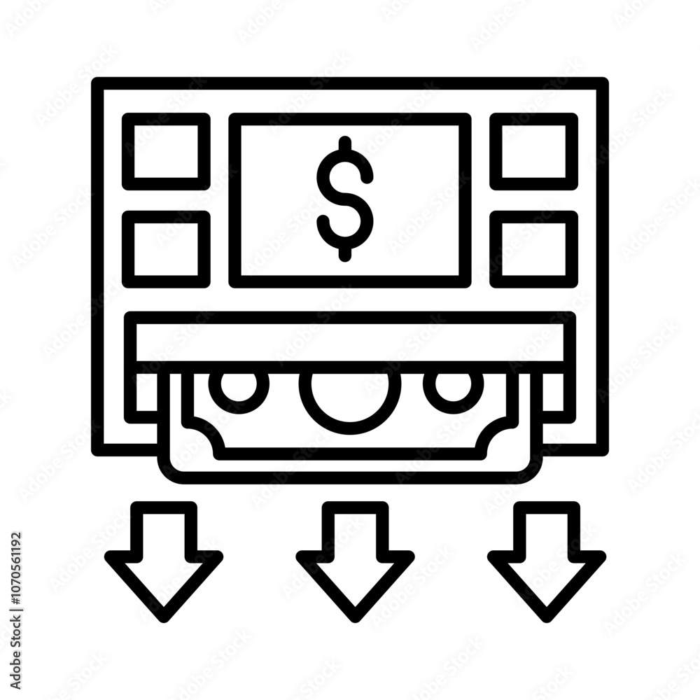 Withdrawal Outline Icon, Vector illustration Withdrawal Outline Icon, Vector illustration