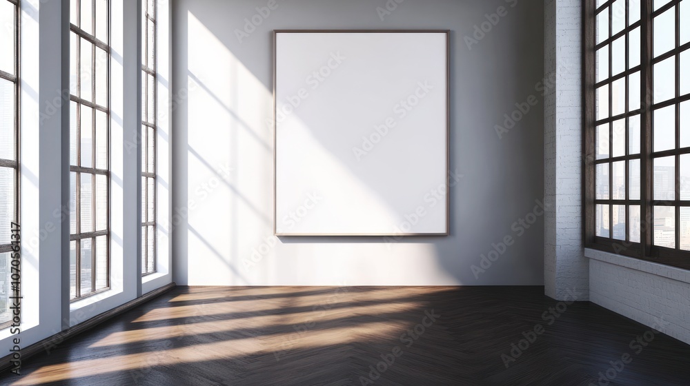 Empty Room with Large Window and Blank Canvas Empty Room with Large Window and Blank Canvas