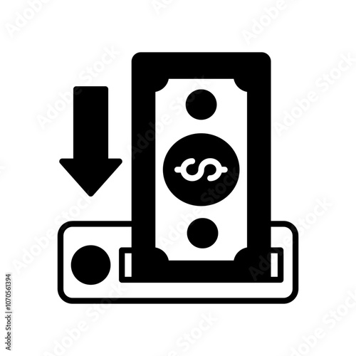 Deposit Glyph Icon, Vector illustration