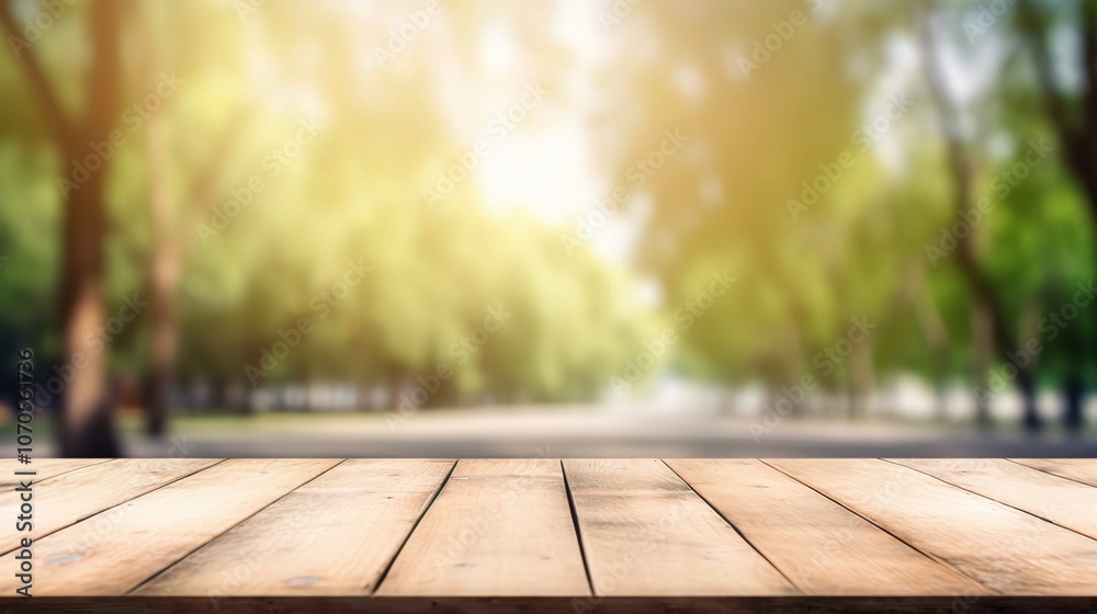 Natural Background with Wooden Table for Display Purposes Natural Background with Wooden Table for Display Purposes