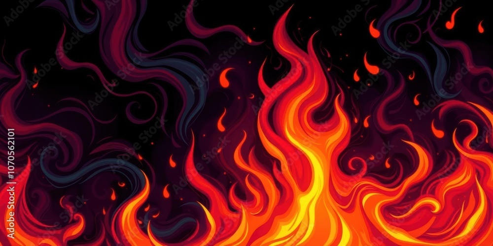 Abstract fire seamless pattern with swirling flames and vibrant colors, design, seamless Abstract fire seamless pattern with swirling flames and vibrant colors, design, seamless