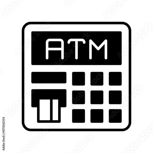 ATM Glyph Icon, Vector illustration