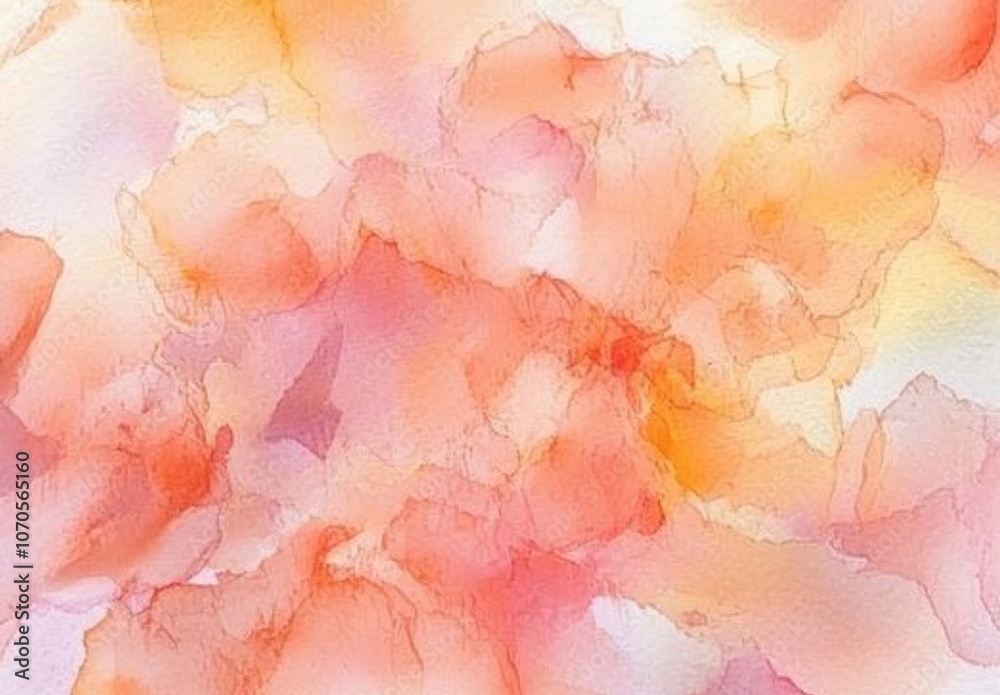 Fototapeta premium Abstract Peach Watercolor Background with Soft Brush Strokes and Blurred Edges. Elegant and Fluid Design for Text or Graphics.