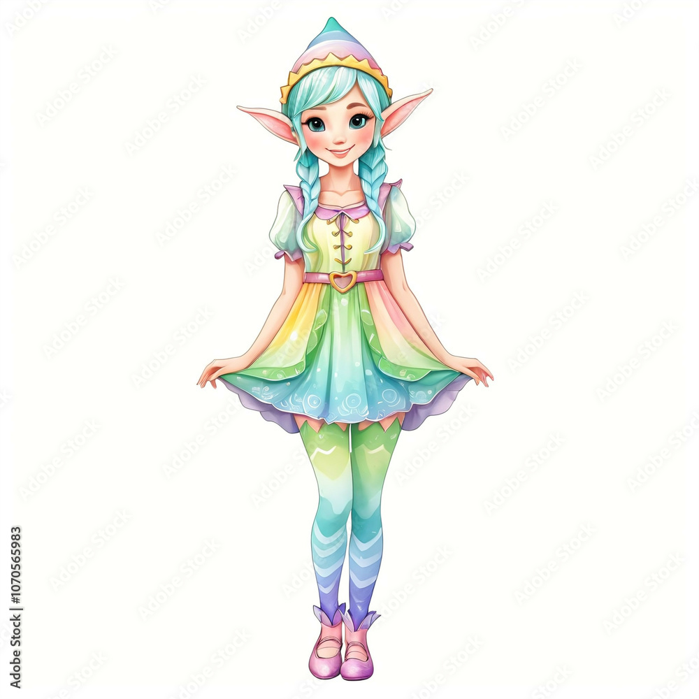 An elf is a mythical creature that appears to be human in nature, but has magical powers and does not age, colorful and pastel image, fantasy character in mythology. An elf is a mythical creature that appears to be human in nature, but has magical powers and does not age, colorful and pastel image, fantasy character in mythology.