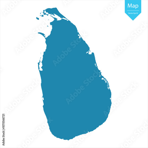 Abstract - High Detailed blue Map of Sri Lanka isolated on white background. for your web site design map logo, app, Travel. Vector illustration eps10.	

