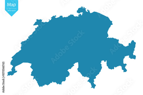 Abstract - High Detailed blue Map of Switzerland isolated on white background. for your web site design map logo, app, Travel. Vector illustration eps10.	
